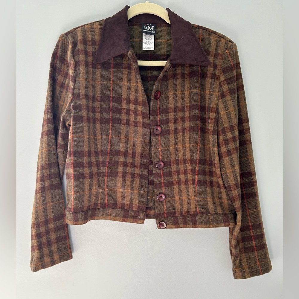 Vintage My Michelle Plaid Cropped Blazer Size S | Stylish Fall Fashion Piece